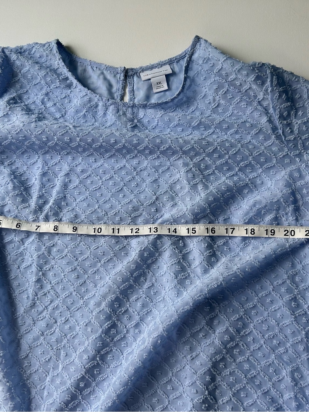 Liz Claiborne Light Blue Textured Flutter-Sleeve Blouse - Picture 7 of 8
